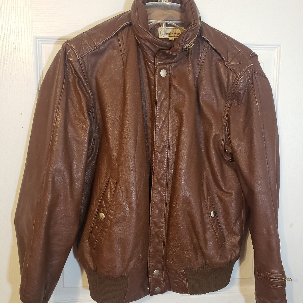 Christopher Street Leather Bomber Jacket Mens Size  36